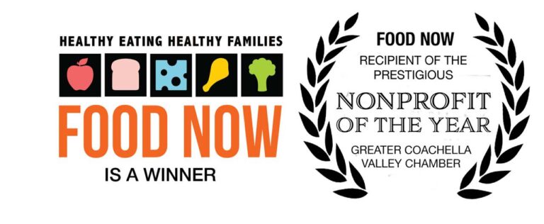 Food Now logo and nonprofit of the year award